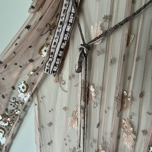 River Island Pink Mesh Sequin Embellished Longline Kimono Dress Cover Up NWT - Picture 10 of 16